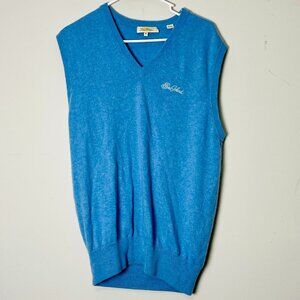Peter Millar Golf Sweater Vest Men's Medium Blue Sea Island V-Neck 100% Cashmere